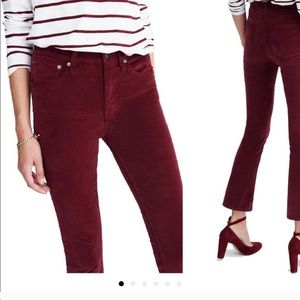 Madewell Burgundy Velvet Cali Demi bootcut pants